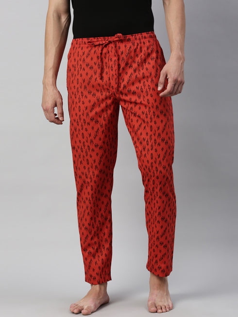 Rust Orange Printed Pyjamas